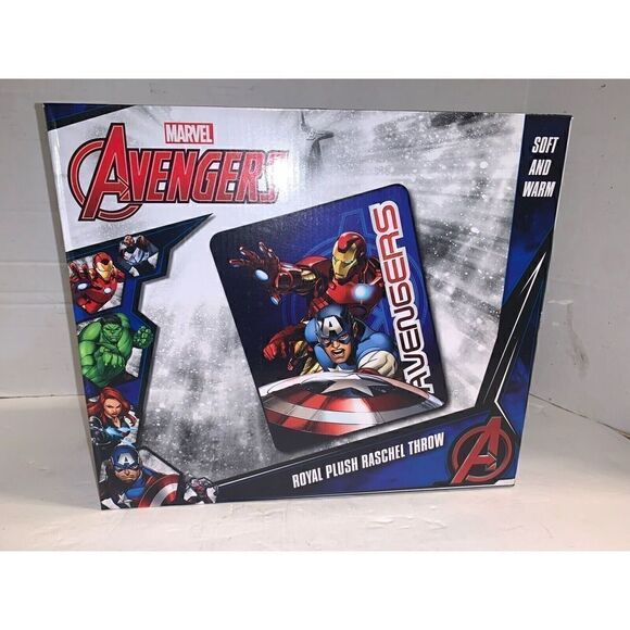 Marvel Avengers Spider-Man Iron Man Royal Plush Raschel Throw Blanket 40x50 NEW - Picture 1 of 2